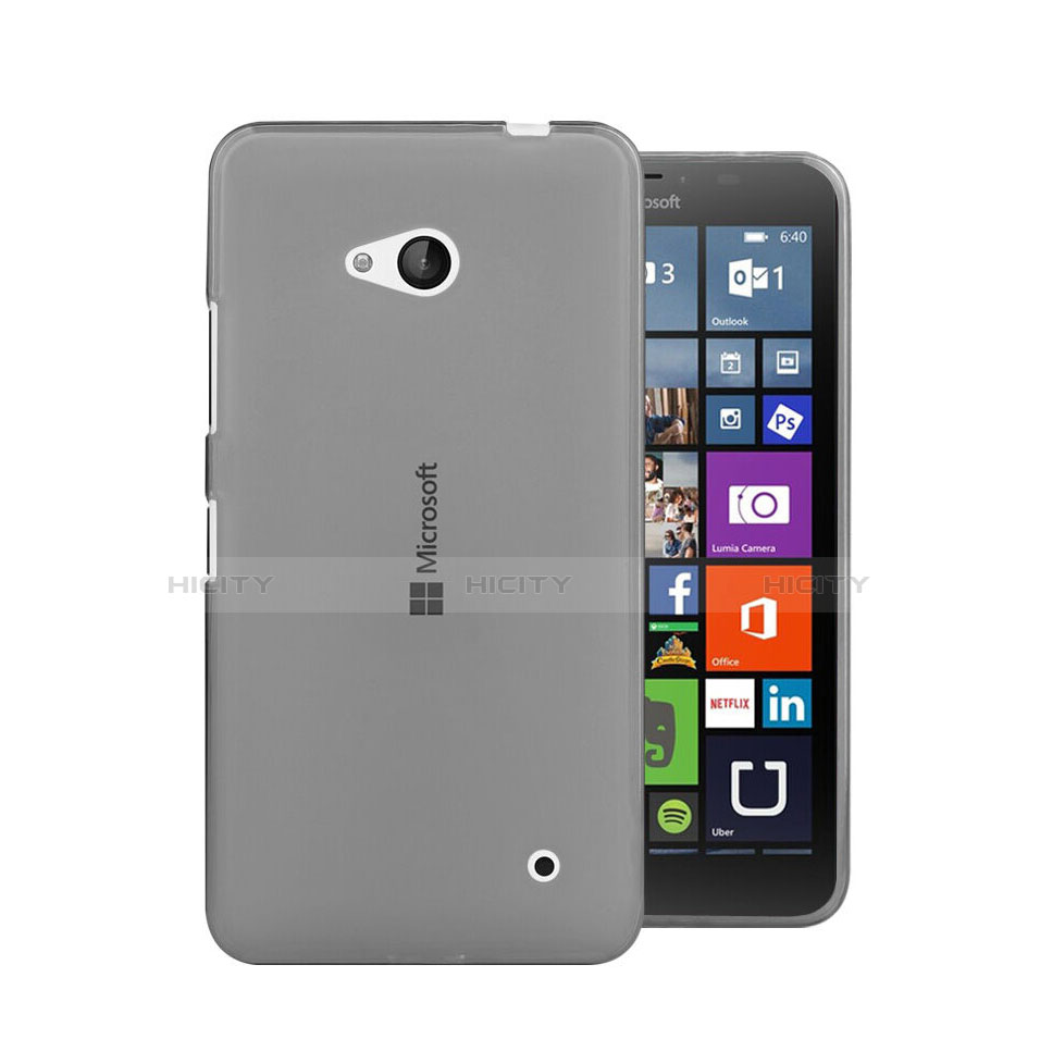 Carcasa Silicona Ultrafina Transparente para Microsoft Lumia 640 Gris