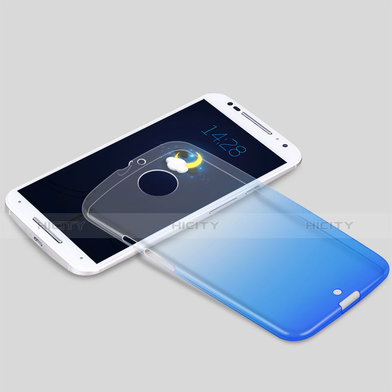 Carcasa Silicona Ultrafina Transparente para Motorola Moto X (2nd Gen) Azul