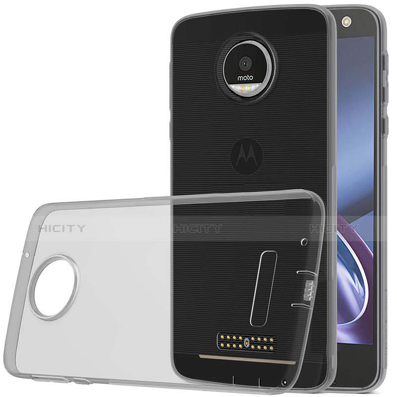 Carcasa Silicona Ultrafina Transparente para Motorola Moto Z Play Gris