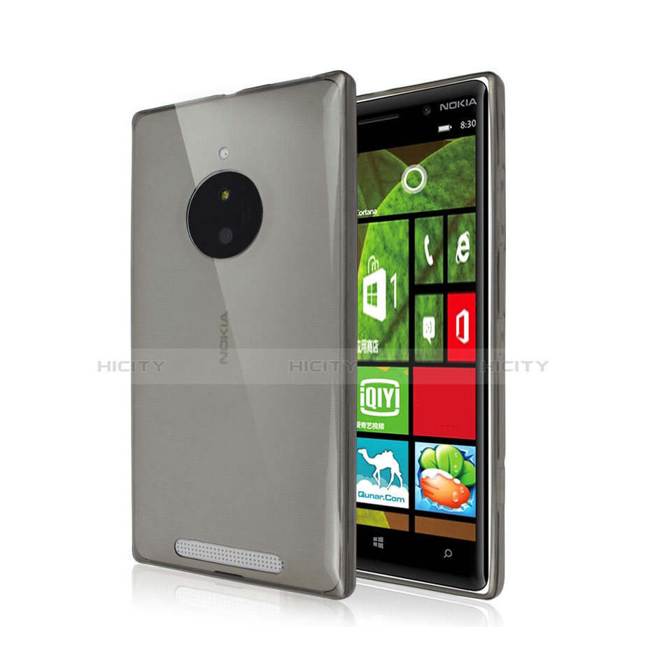 Carcasa Silicona Ultrafina Transparente para Nokia Lumia 830 Gris