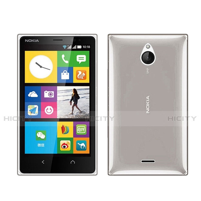 Carcasa Silicona Ultrafina Transparente para Nokia X2 Dual Sim Gris