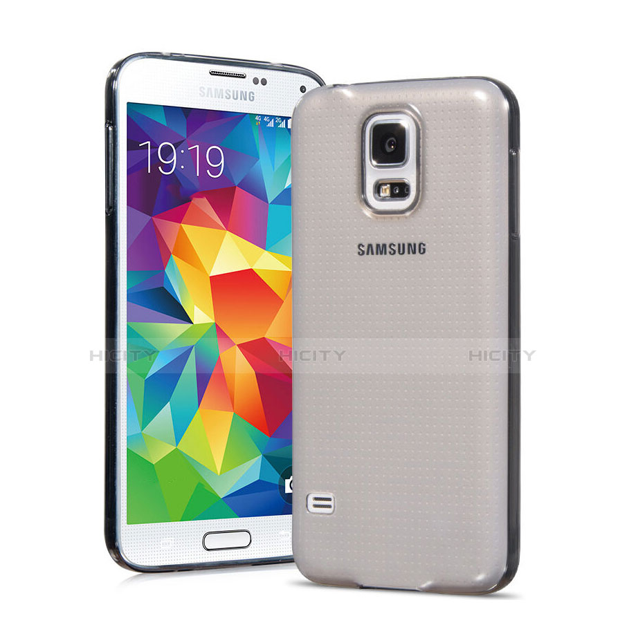 Carcasa Silicona Ultrafina Transparente para Samsung Galaxy S5 G900F G903F Gris