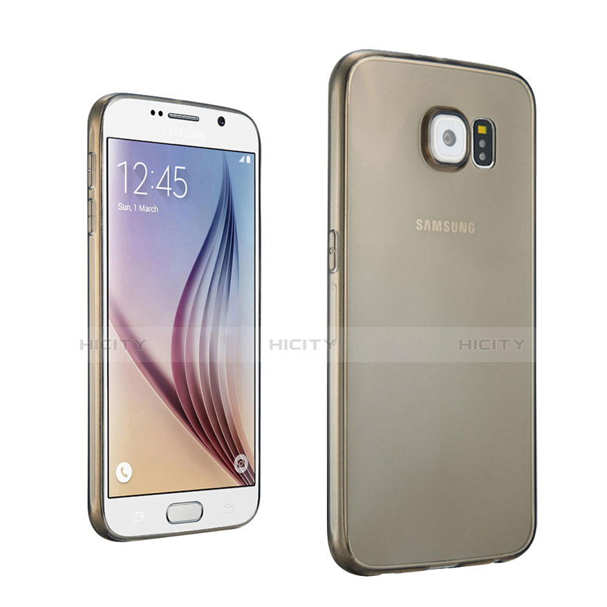 Carcasa Silicona Ultrafina Transparente para Samsung Galaxy S6 Duos SM-G920F G9200 Gris