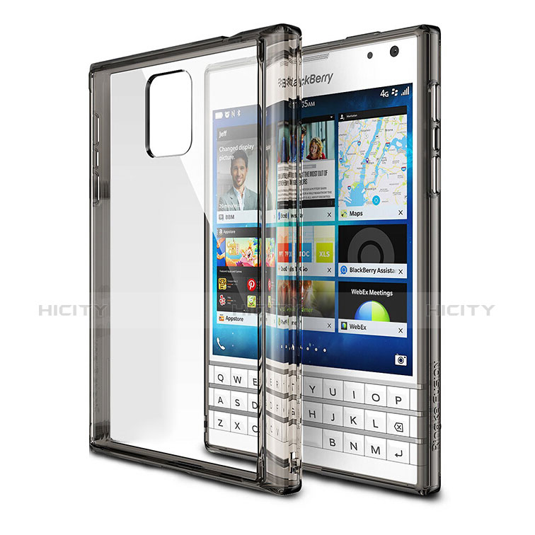 Carcasa Silicona Ultrafina Transparente T03 para Blackberry Passport Q30 Gris