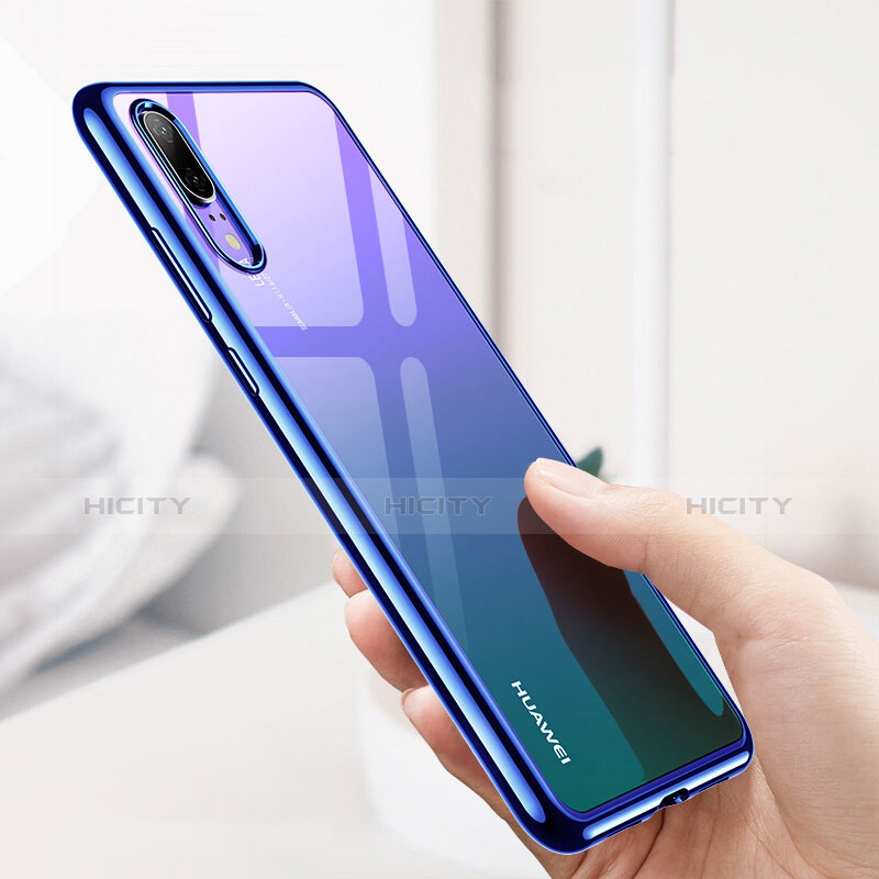 Carcasa Silicona Ultrafina Transparente T03 para Huawei P20 Azul