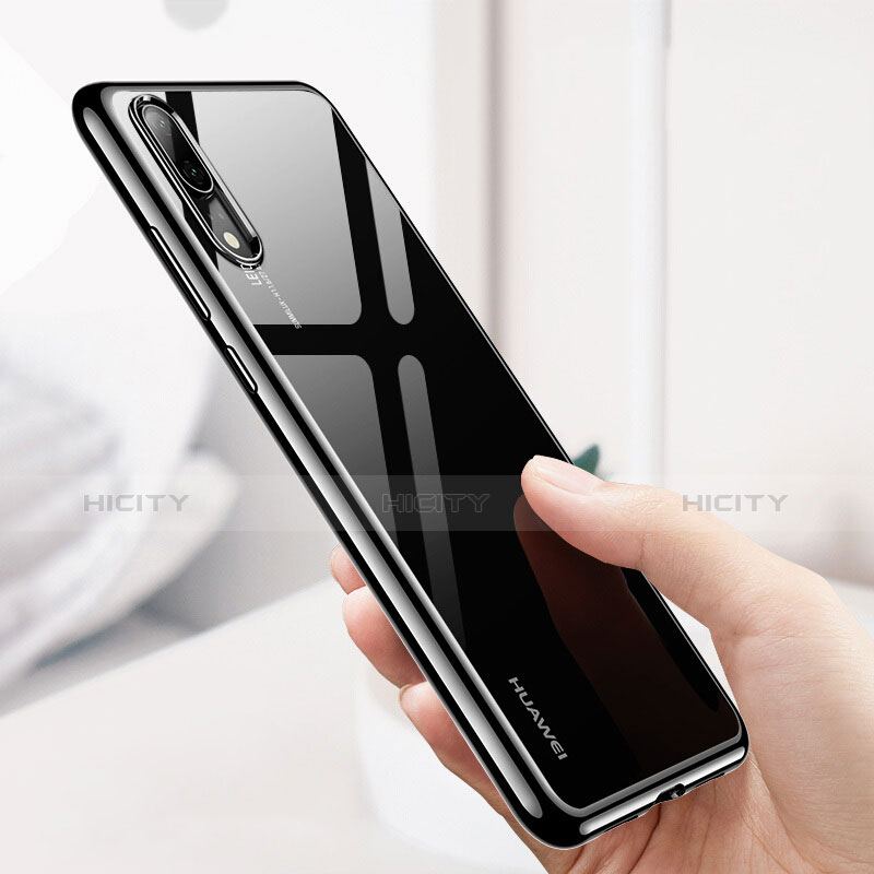 Carcasa Silicona Ultrafina Transparente T03 para Huawei P20 Negro