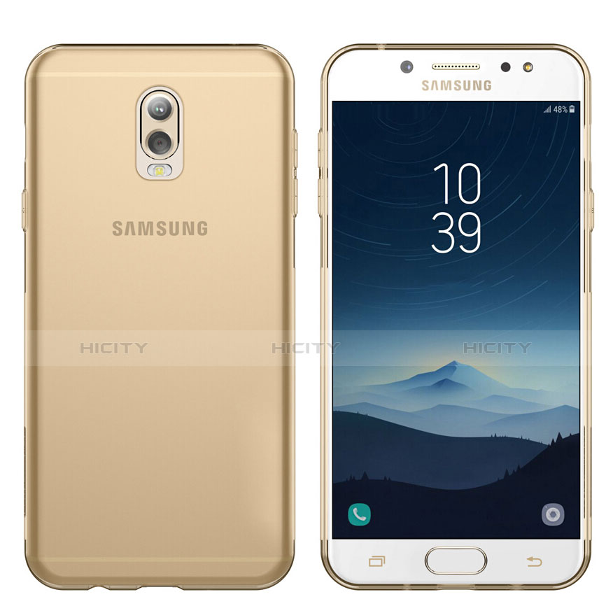 Carcasa Silicona Ultrafina Transparente T03 para Samsung Galaxy C7 (2017) Oro