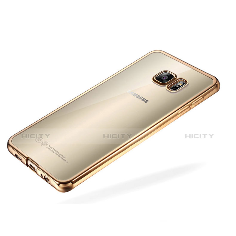 Carcasa Silicona Ultrafina Transparente T03 para Samsung Galaxy S6 Edge+ Plus SM-G928F Oro