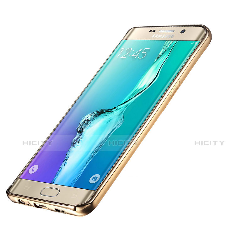 Carcasa Silicona Ultrafina Transparente T03 para Samsung Galaxy S6 Edge+ Plus SM-G928F Oro