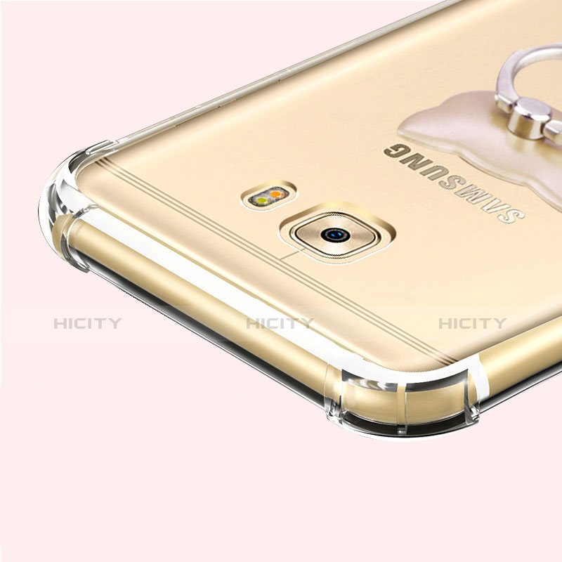 Carcasa Silicona Ultrafina Transparente T05 para Samsung Galaxy C7 Pro C7010 Gris