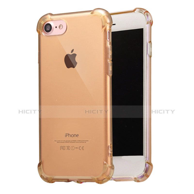 Carcasa Silicona Ultrafina Transparente T07 para Apple iPhone 7 Oro