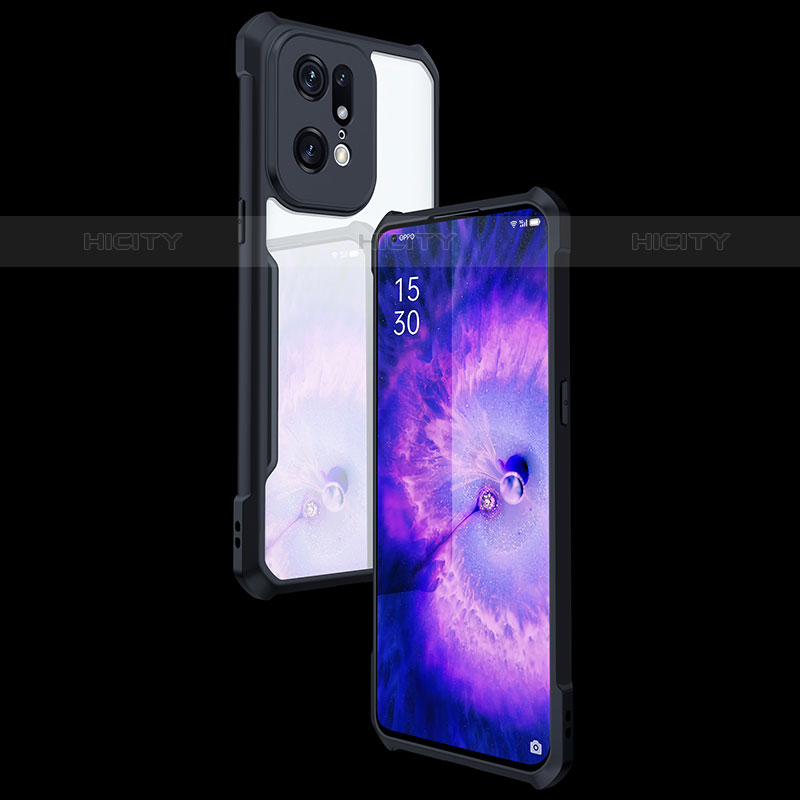 Carcasa Silicona Ultrafina Transparente T08 para Oppo Find X5 Pro 5G Negro