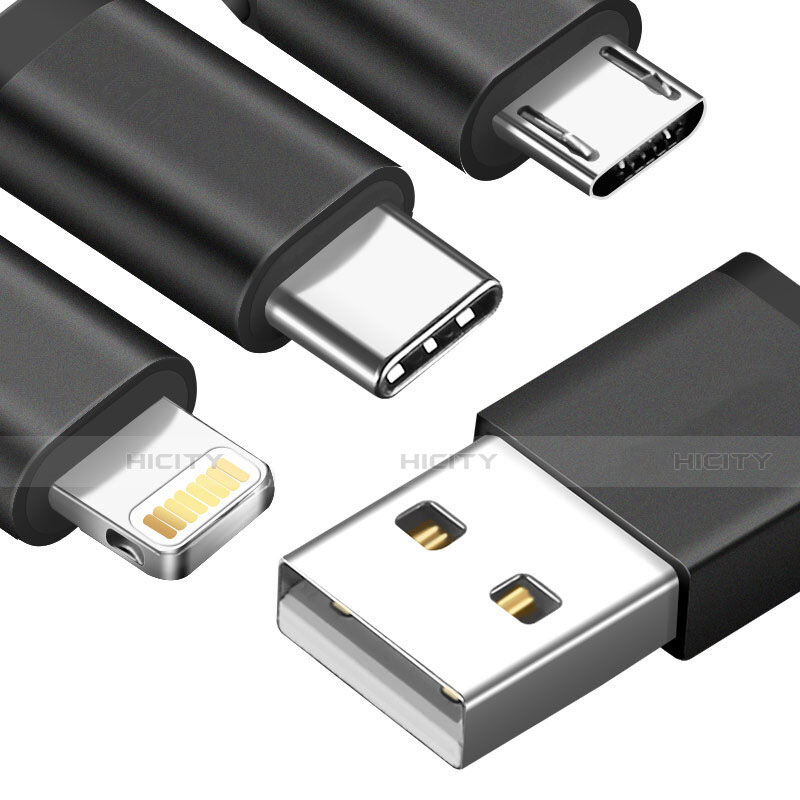 Cargador Cable Lightning USB Carga y Datos Android Micro USB C01 para Apple iPhone 11 Pro Negro