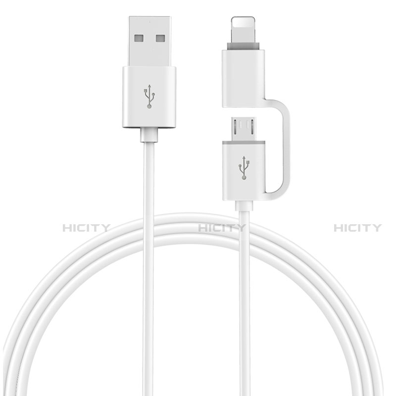 Cargador Cable Lightning USB Carga y Datos Android Micro USB ML01 Blanco