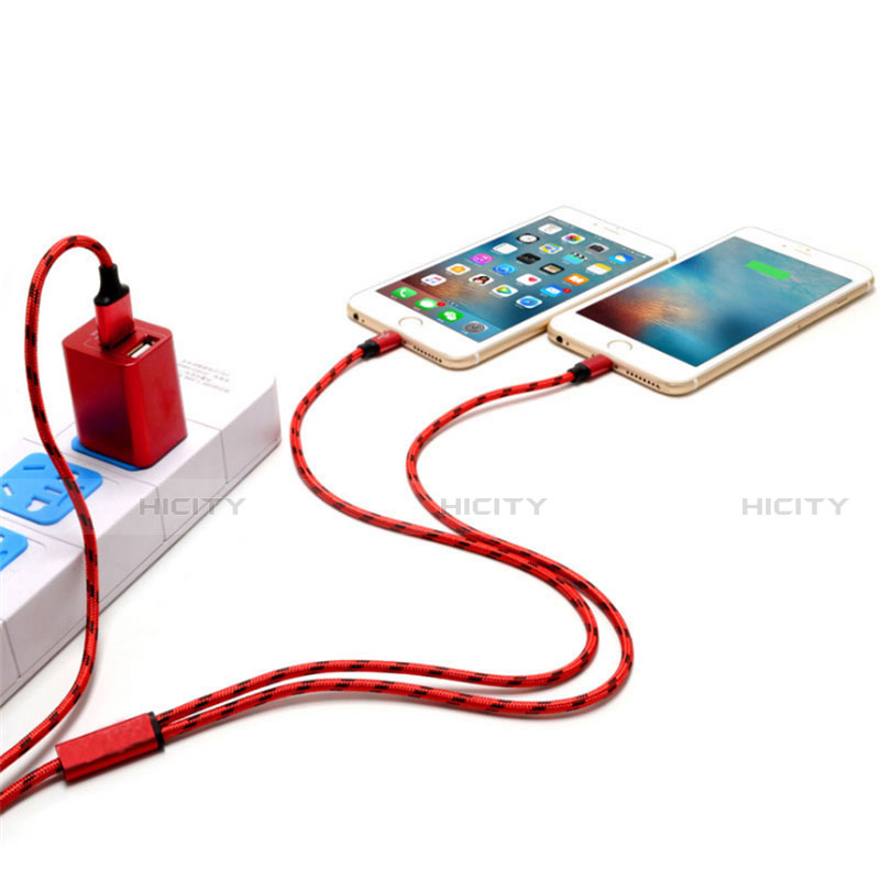 Cargador Cable Lightning USB Carga y Datos Android Micro USB ML02 Rojo