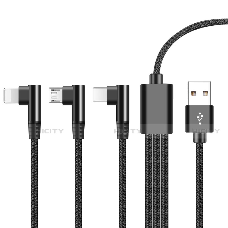 Cargador Cable Lightning USB Carga y Datos Android Micro USB ML07 Negro