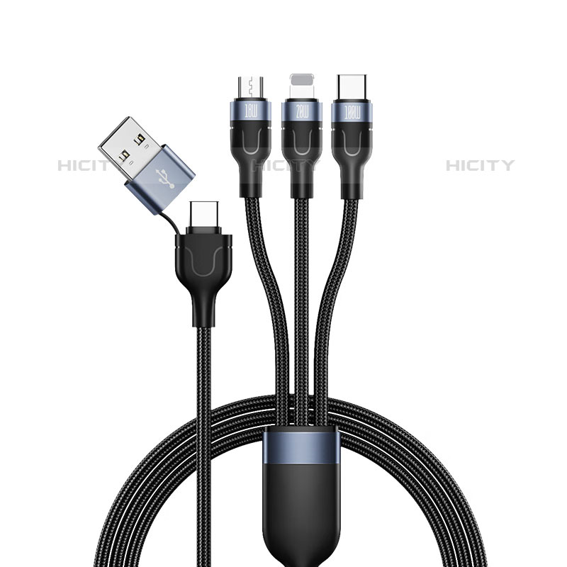 Cargador Cable Lightning USB Carga y Datos Android Micro USB Type-C 100W H02 para Apple iPad Pro 12.9 (2022) Negro