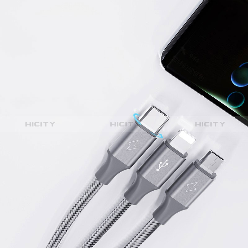 Cargador Cable Lightning USB Carga y Datos Android Micro USB Type-C 3.5A H01 para Apple iPad Pro 12.9 (2022) Gris Oscuro