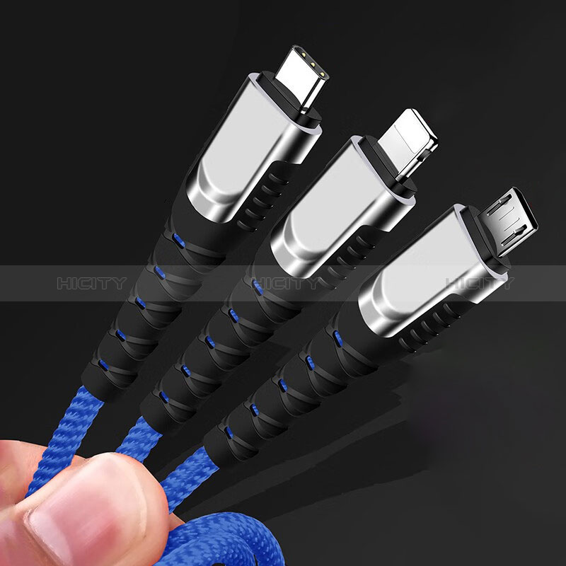 Cargador Cable Lightning USB Carga y Datos Android Micro USB Type-C 5A H03