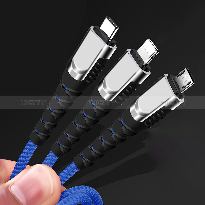 Cargador Cable Lightning USB Carga y Datos Android Micro USB Type-C 5A H03 Oro