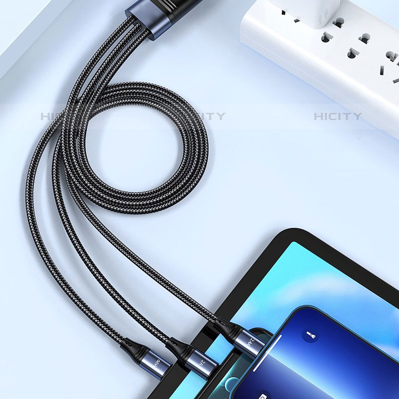 Cargador Cable Lightning USB Carga y Datos Android Micro USB Type-C 6A H01 para Apple iPad Pro 12.9 (2022) Negro