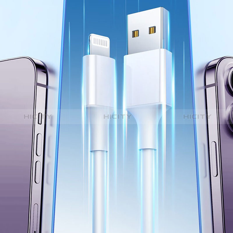 Cargador Cable Lightning USB Carga y Datos H01 para Apple iPhone 13 Blanco