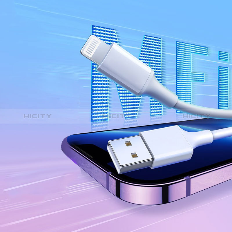 Cargador Cable Lightning USB Carga y Datos H01 para Apple iPhone SE3 (2022) Blanco