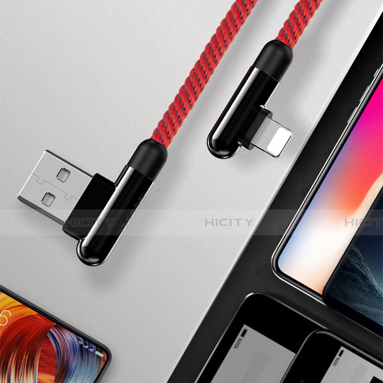 Cargador Cable USB Carga y Datos 20cm S02 para Apple iPhone 13 Pro Rojo