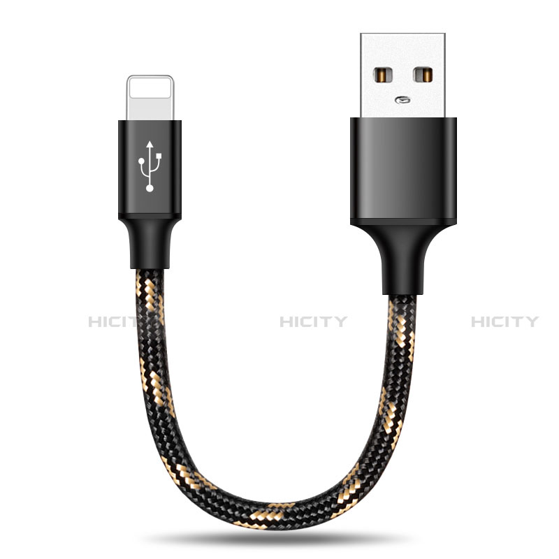 Cargador Cable USB Carga y Datos 25cm S03 para Apple iPad 4 Negro