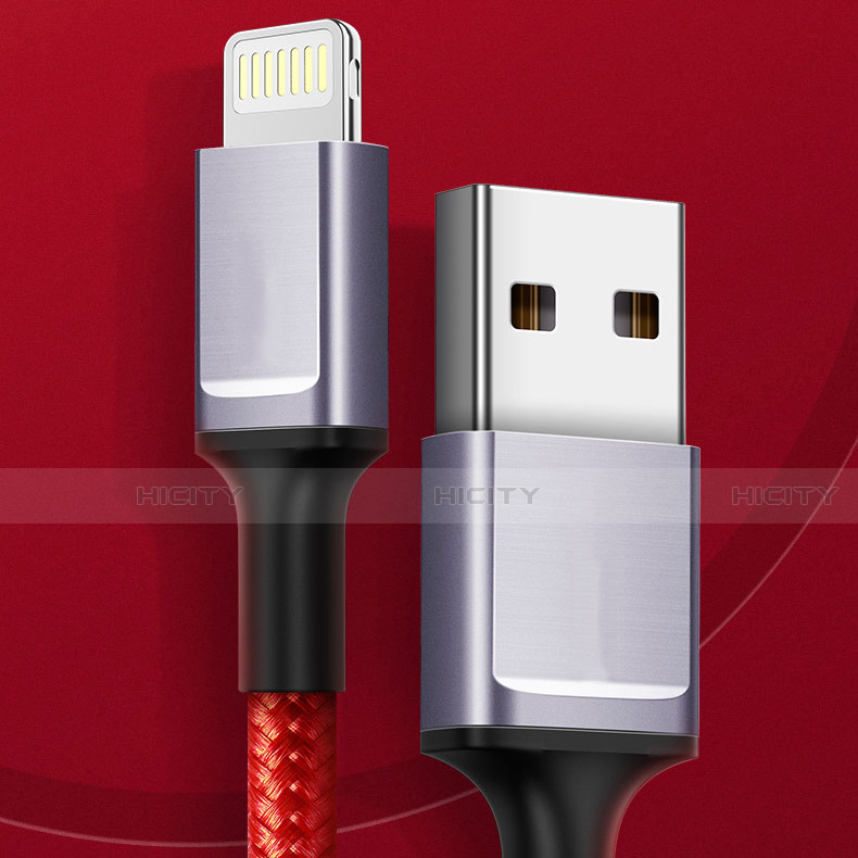 Cargador Cable USB Carga y Datos C03 para Apple iPhone 11 Pro Max Rojo