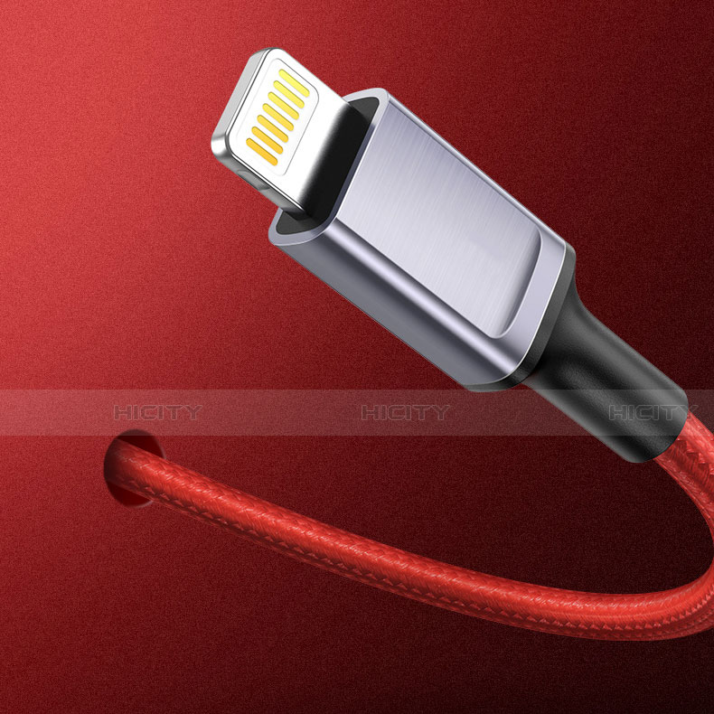 Cargador Cable USB Carga y Datos C03 para Apple iPhone 11 Pro Max Rojo