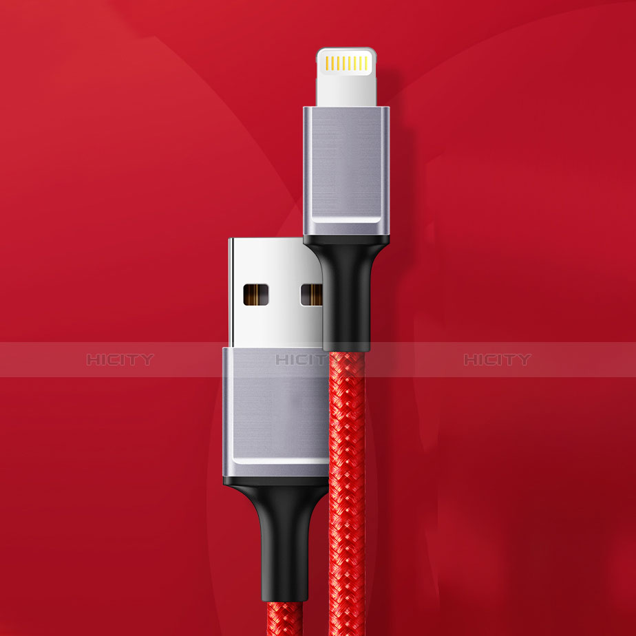 Cargador Cable USB Carga y Datos C03 para Apple iPhone 13 Pro Max Rojo