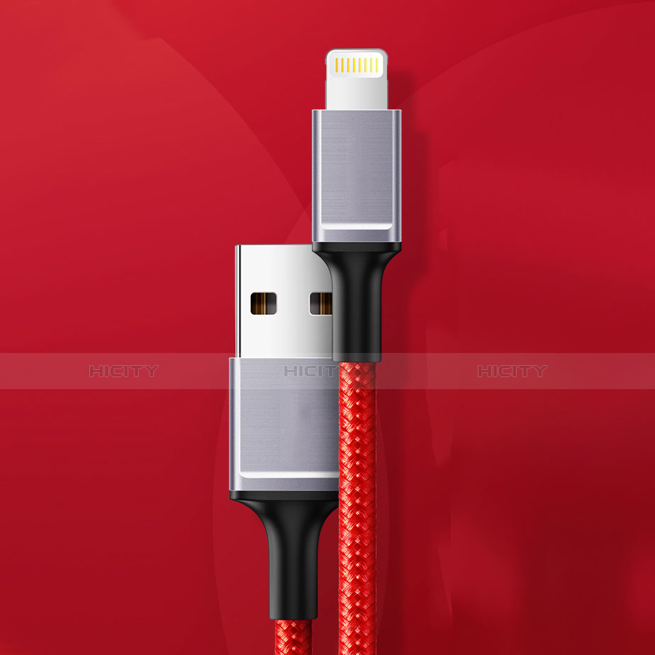 Cargador Cable USB Carga y Datos C03 para Apple iPhone X Rojo