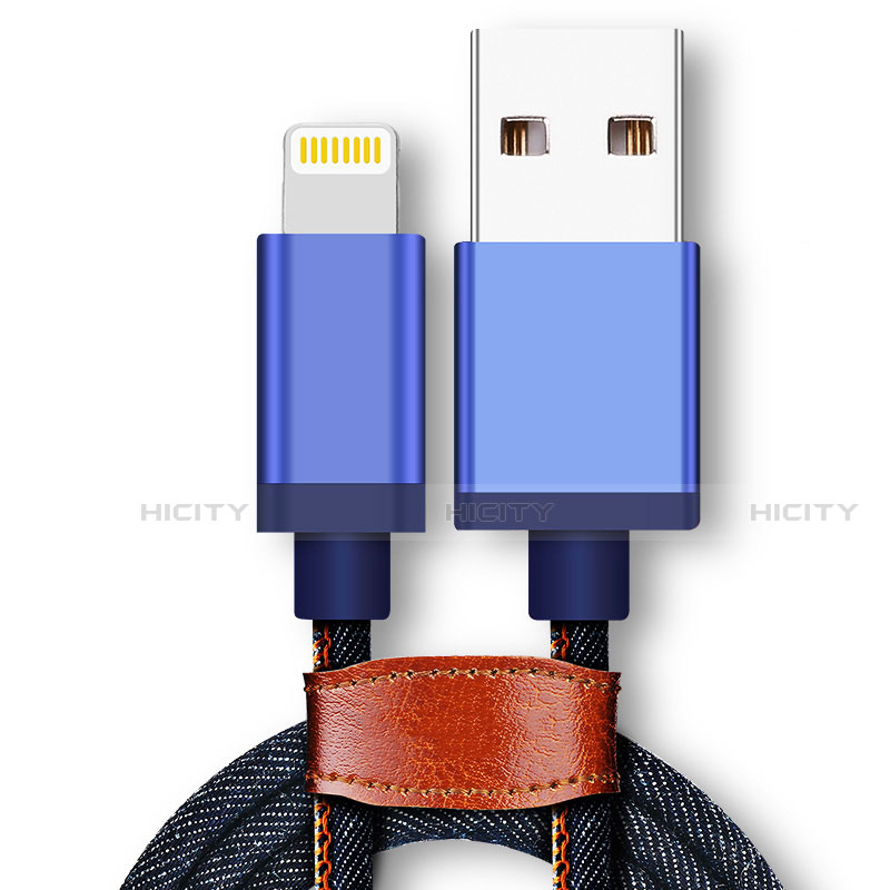 Cargador Cable USB Carga y Datos D01 para Apple iPhone X Azul