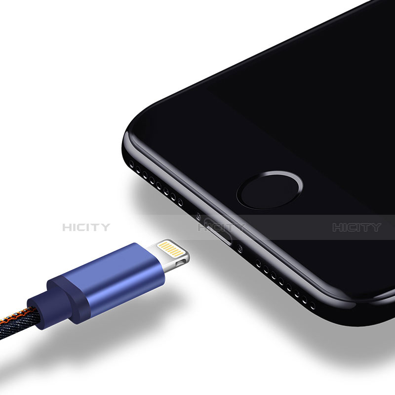 Cargador Cable USB Carga y Datos D01 para Apple iPhone X Azul