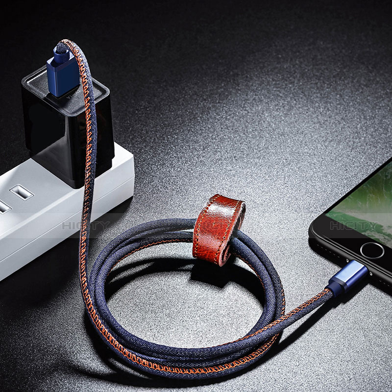 Cargador Cable USB Carga y Datos D01 para Apple iPhone Xs Max Azul