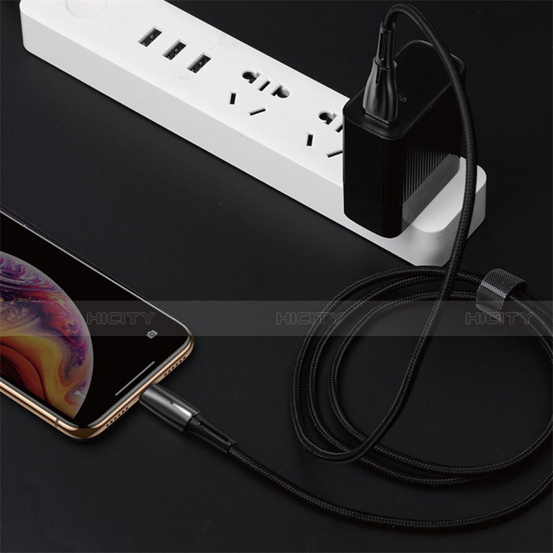 Cargador Cable USB Carga y Datos D02 para Apple iPhone Xs Negro