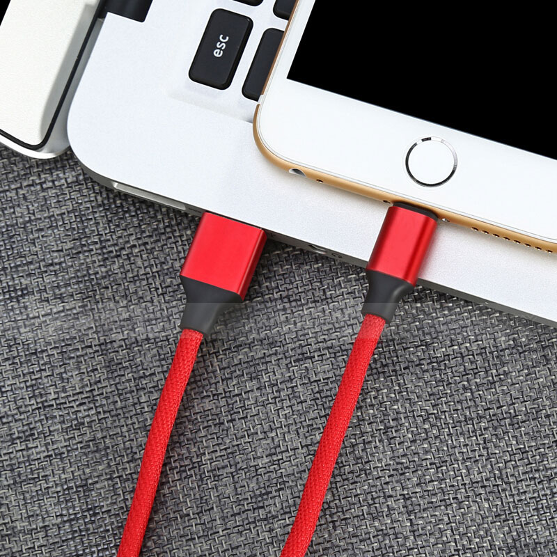 Cargador Cable USB Carga y Datos D03 para Apple iPhone 11 Pro Rojo