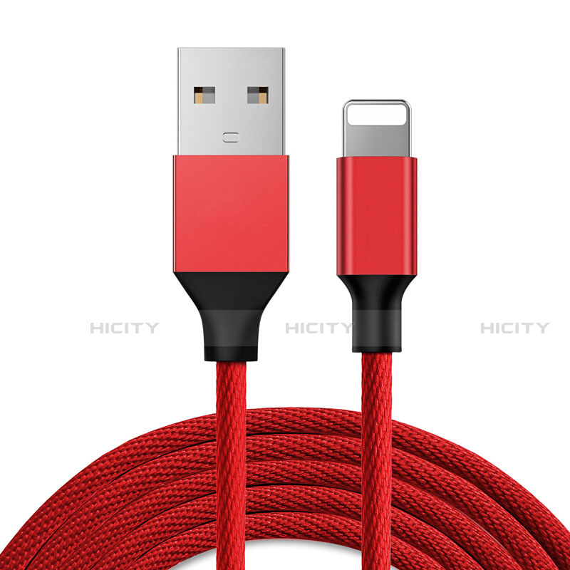 Cargador Cable USB Carga y Datos D03 para Apple iPhone 12 Pro Rojo