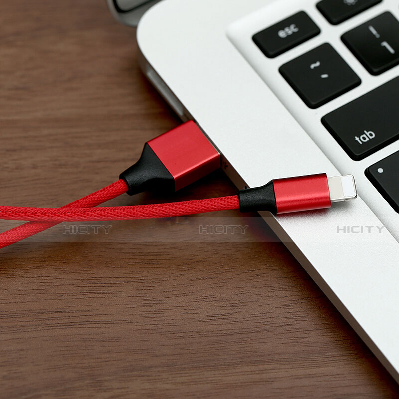 Cargador Cable USB Carga y Datos D03 para Apple iPhone 13 Pro Rojo