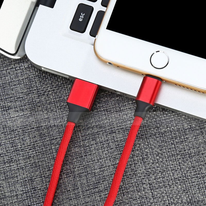 Cargador Cable USB Carga y Datos D03 para Apple iPhone 6S Rojo