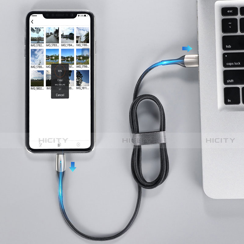 Cargador Cable USB Carga y Datos D09 para Apple iPad Air 4 10.9 (2020) Negro