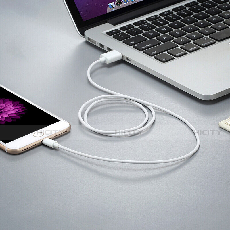 Cargador Cable USB Carga y Datos D12 para Apple iPhone 14 Pro Max Blanco