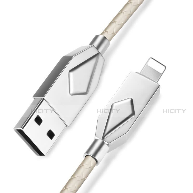 Cargador Cable USB Carga y Datos D13 para Apple iPhone 5 Plata