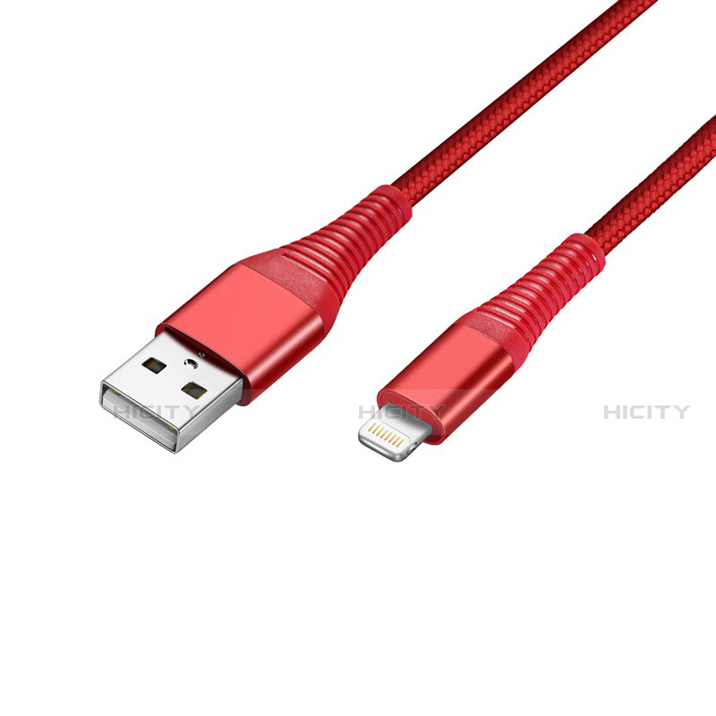 Cargador Cable USB Carga y Datos D14 para Apple iPhone 14 Plus Rojo