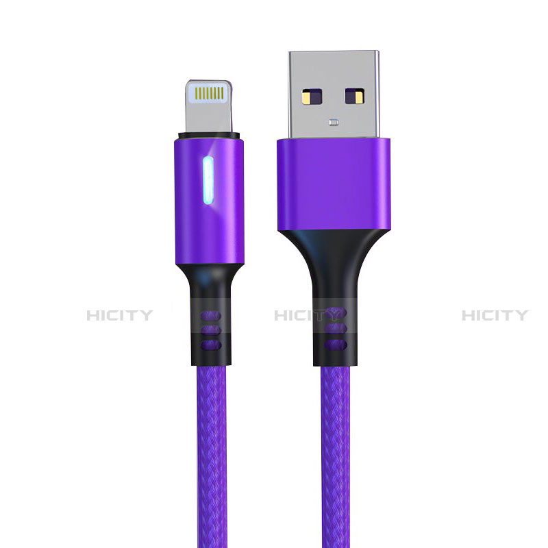 Cargador Cable USB Carga y Datos D21 para Apple iPhone 6 Plus Morado