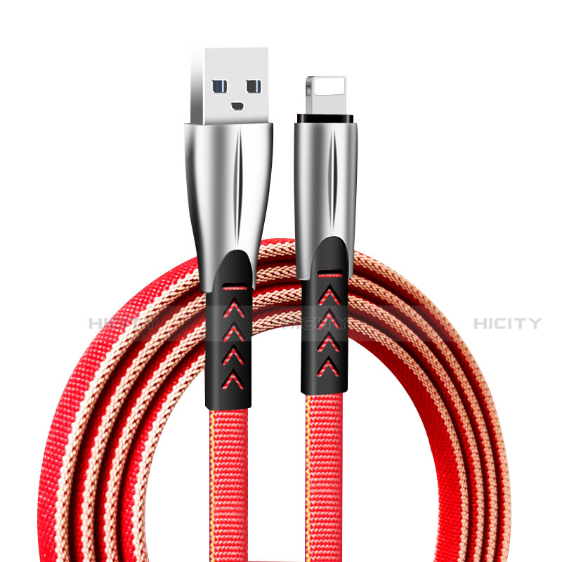 Cargador Cable USB Carga y Datos D25 para Apple iPad Pro 12.9 (2020) Rojo