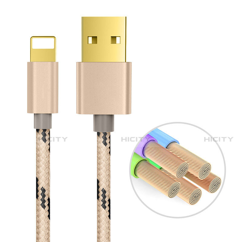 Cargador Cable USB Carga y Datos L01 para Apple iPhone 12 Pro Max Oro