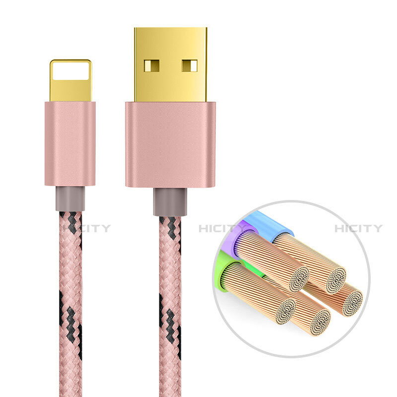 Cargador Cable USB Carga y Datos L01 para Apple iPhone 12 Pro Max Oro Rosa