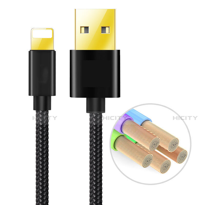Cargador Cable USB Carga y Datos L02 para Apple iPhone 13 Pro Max Negro